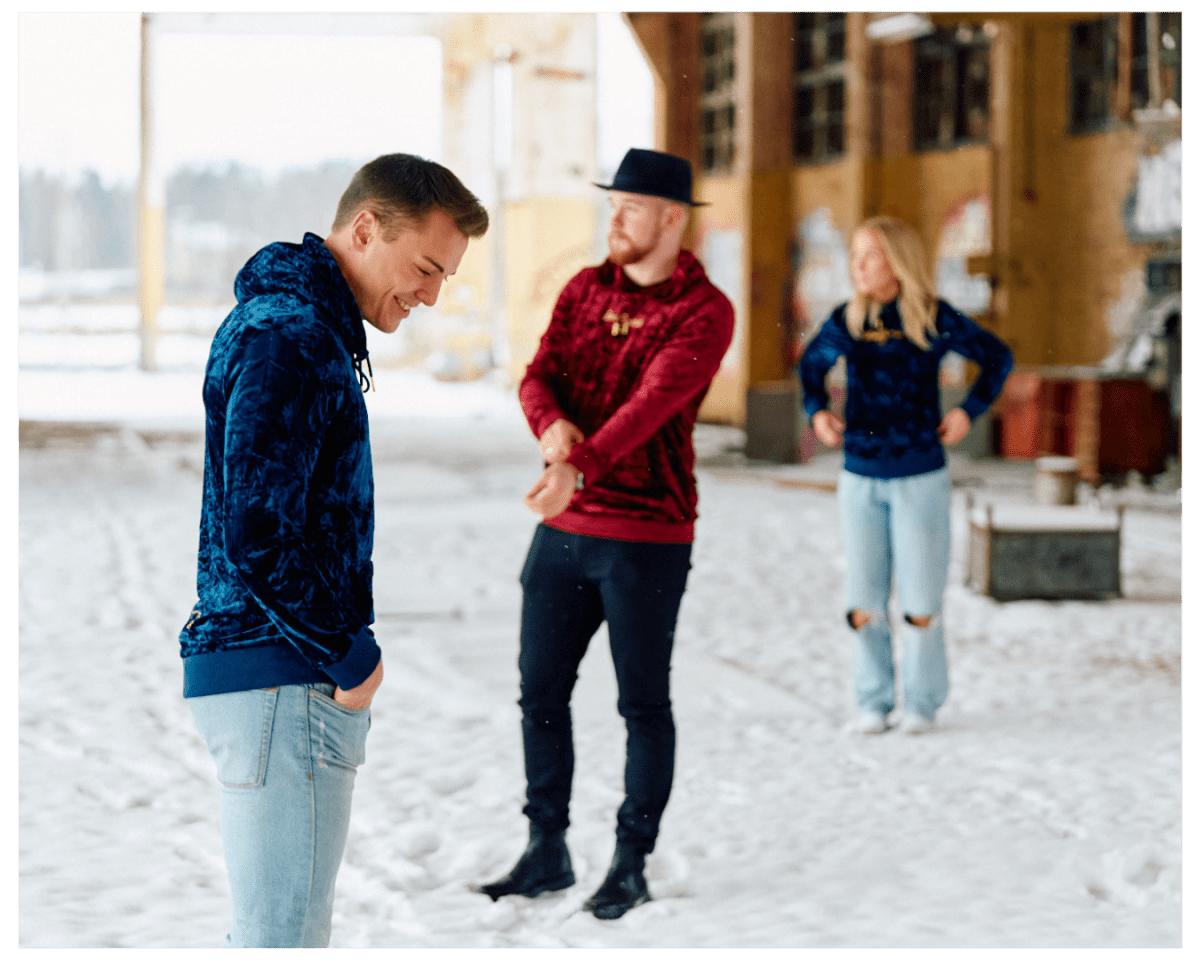 UNISEX sametti huppari sininen