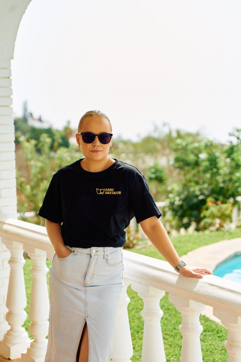 Women t-shirt black and gold