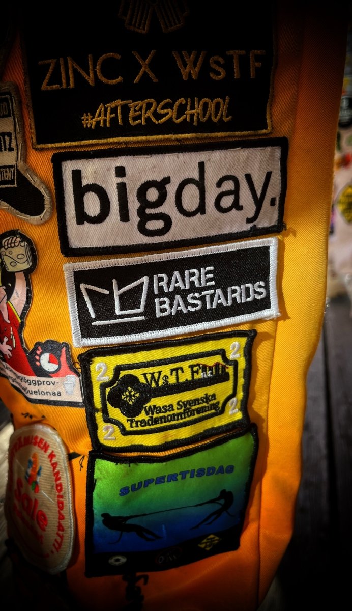 Silver patch with black background